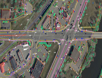 Example of a Planimetric overlaid with aerial photo